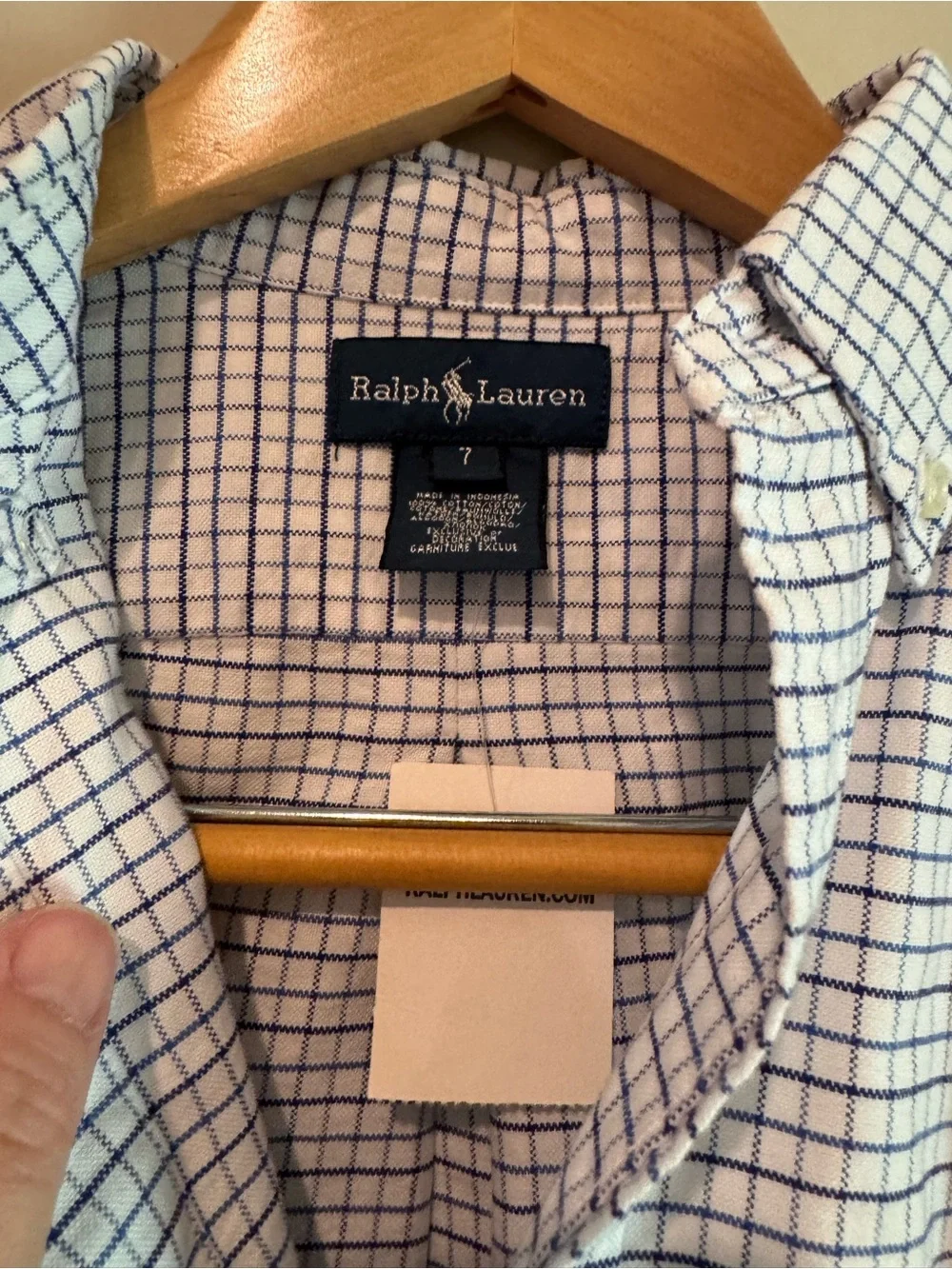 Polo by Ralph Lauren White Blue Check Button-Down Shirt - Boys